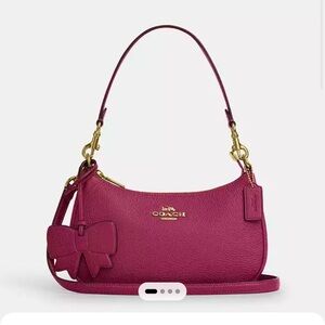 New COACH Teri Shoulder Bag With Bow Charm